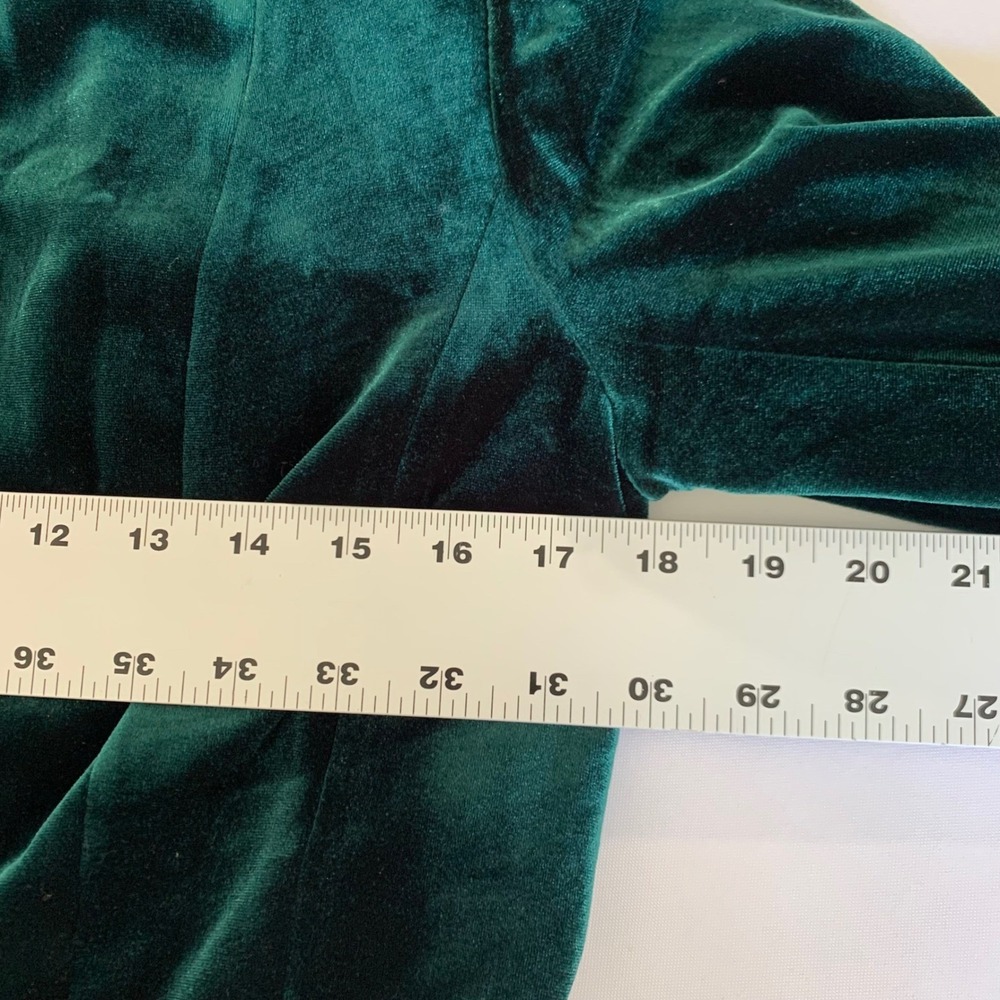 Calvin Klein Velvet Blazer Women 6 Green Emerald Holiday Academia Christmas Chic - Picture 9 of 12
